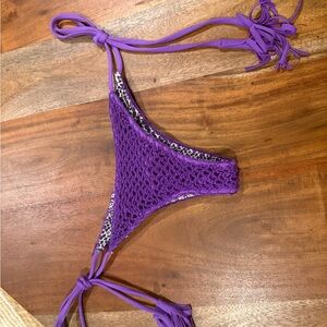 ACAICA swimwear Purple Crochet Tie-Side Bikini Bottom